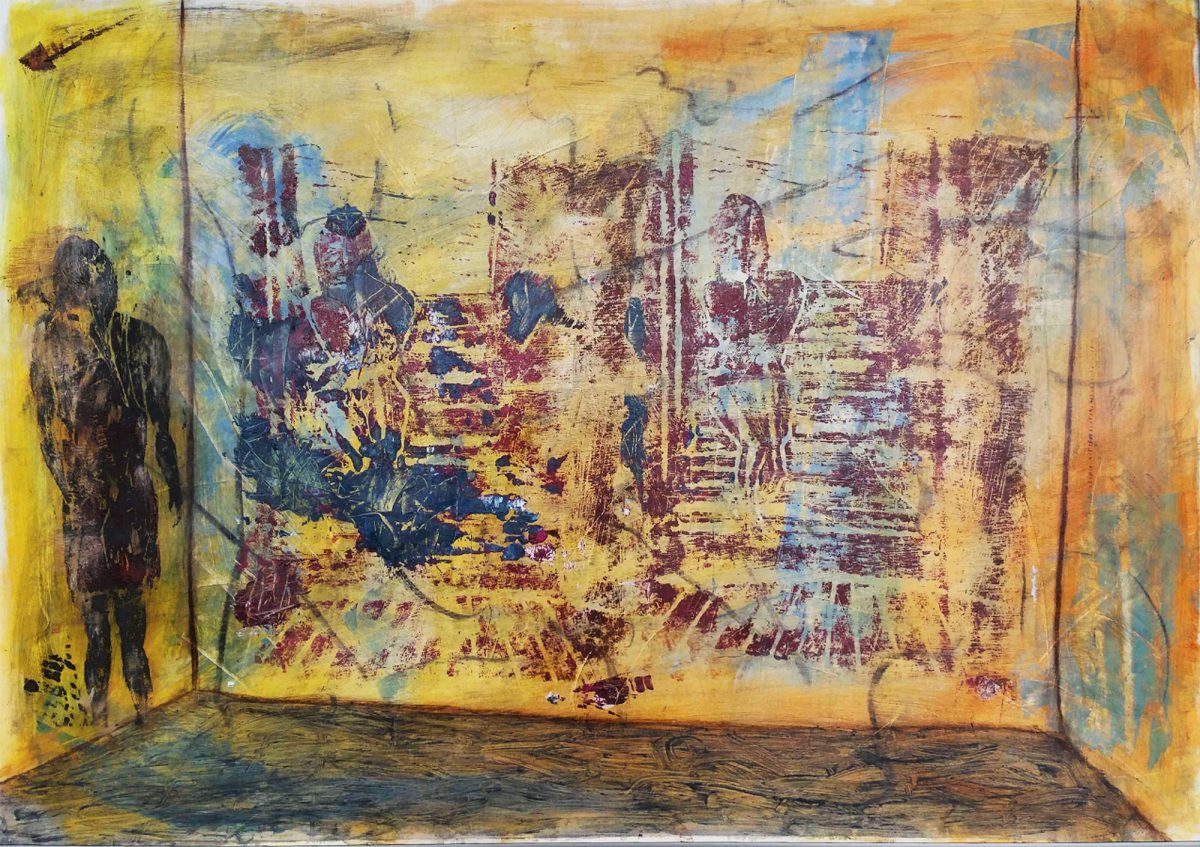 Abstraktes Bild Acryl auf Papier von Siegfried Bank